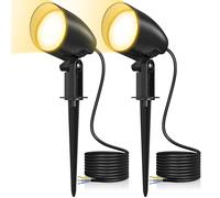 Linke Focos Proyector LED Jardín 20W 85~265V/CA Potente 2000LM Blanca Cálida 2700K Impermeable IP66 Foco con Pincho Luz de Paisaje para Jardin Planta Césped Terraza Camino
