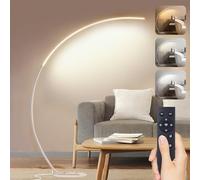 Linkenail Lámpara de Pie Salon LED, 25W Regulable Lámpara de Pie Arco con Mando a Distancia, Moderna Lampara Pie Luz de Lectura para Salas de Estar, Dormitorios, Oficina, Blanco, 165cm