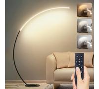 Linkenail Lámpara de Pie Salon LED, 25W Regulable Lámpara de Pie Arco con Mando a Distancia, Moderna Lampara Pie Luz de Lectura para Salas de Estar, Dormitorios, Oficina, Negro, 165cm