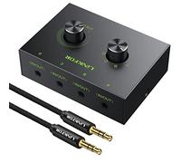 LiNKFOR Conmutador de Audio 3,5 mm bidireccional,4 Puertos Selector de Audio 4(1) in-1(4)-out con Audio de 3,5mm Cable,Switch Audio Jack 3,5 para Altavoz,PC, Teléfono,Auriculares