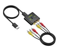 LiNKFOR Convertidor de RCA a HDMI 480P/480i/576p/576i con Cable de 3 RCA de 1m,Adaptador de Audio y Vídeo para TV/PS2/N64/DVD/VCR