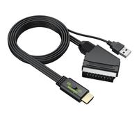 LiNKFOR Convertidor SCART a HDMI 1080P /720P,150cm Cable Convertidor de Euroconector a HDMI Soporta 16:9/4:3,PAL/NTSC para HDTV,DVD,VCR,Proyector