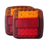 LiNKFOR Luces Traseras Remolque 2PCS 12V LED Piloto Trasero de 5 Funciones Luz de Matrícula Placa Trasera Luz de Freno Compatible con Camión Van Caravana Pilotos Homologados E13