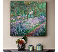 LINKGIN Home Impresiones artísticas de Claude Monet The Artists Garden en Giverny, pintura en lienzo, carteles interiores, arte de pared, imagen para decoración de habitación, 80x80cm sin marco