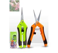 Linkgood Tijeras de Podar para Jardinería, 2 Piezas Tijera Podar Pequeña, Hojas con Revestimiento de Titanio, Mango con Bloqueo, para Plantas Flores Frutas Verduras Seto (Naranja + Verde)