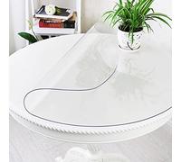 LinkGro Protector de mesa redondo transparente de plástico PVC de 42 pulgadas, protector de mesa de PVC transparente, protector de mesa redondo de comedor, cocina, escritorio, muebles de madera