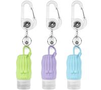 Linkidea 3 botellas de silicona de viaje, recipientes portátiles a prueba de fugas con ganchos, botellas de champú y acondicionador de 2 onzas para uso en salidas (multicolor)