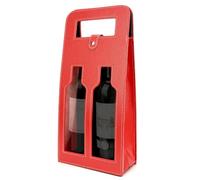 Linkidea Bolsa de Regalo de Vino de Lujo para 2 Botellas, de Cuero con asa, Ideal para Regalar, Negocios y Ocasiones Festivas (roja)
