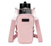 Linkidea Bolsa para botella de agua compatible con botella de agua YETI Rambler de 26 oz/36 oz, frasco de 32 oz/40 oz, Contigo, botella de agua IRON°, con cordón y bolsillos (Rosa)