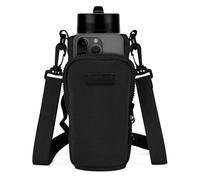 Linkidea Bolsa para botella de agua compatible con botella de agua YETI Rambler de 26 oz/36 oz, frasco de 32 oz/40 oz, Contigo, botella de agua IRON°, con cordón y bolsillos (Negro)