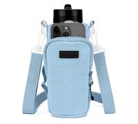 Linkidea Bolsa para botella de agua compatible con botella de agua YETI Rambler de 26 oz/36 oz, frasco de 32 oz/40 oz, Contigo, botella de agua IRON°, con cordón y bolsillos (Azul)