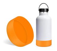 Linkidea Bota para botella agua compatible con Hydro Flask boca ancha de 64 oz, Growler de 64 oz, protector de funda inferior de botella de agua de silicona, parachoques de botella (clementina)