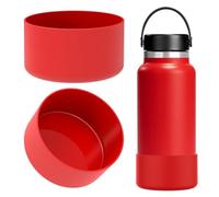 Linkidea Bota para botella de agua compatible con Hydro Flask de boca ancha, tapa flexible/tapa de paja/tapa de chug de 32 oz/40 oz, protector de funda inferior de botella de silicona (Rojo)