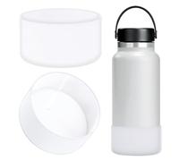 Linkidea Bota para botella de agua compatible con Hydro Flask de boca ancha, tapa flexible/tapa de paja/tapa de chug de 32 oz/40 oz, protector de funda inferior de botella de silicona (Claro)
