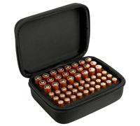 Linkidea Caja de almacenamiento pequeña y rígida organizadora de batería, soporte portátil y contenedor de transporte para 54 celdas AA AAA, estuche de almacenamiento compacto de viaje (negro)