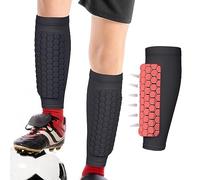 Linkidea Espinilleras de Fútbol Honeycomb para Niños Jóvenes, Espinilleras de Fútbol Ligeras, Transpirables y Fáciles de Poner, Almohadillas Protectoras para Las Piernas de Fútbol (1 Par/Negro/XS)