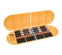 Linkidea Estuche de Pilas con comprobador, Organizador portátil para 12 Pilas AA, 12 Pilas AAA y Pilas agotadas, Caja de una Sola Capa (Naranja)