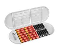 Linkidea Estuche Organizador de Pilas con Detector de Carga eléctrica, para 12 Pilas AA, 12 Pilas AAA y Pilas de botón (Gris, no Incluye Pilas)
