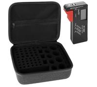 Linkidea Estuche rígido para pilas BT-168 con comprobador: un estuche portátil con capacidad para 63 pilas (tipos AA, AAA, 9 V, C y D) para transportarlo y guardarlo fácilmente