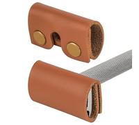 Linkidea Funda de cuero vegano para cabezal de afeitadora de seguridad, funda de doble filo para viaje, accesorio de afeitado Butterfly compatible con Merkur 38C, 34C, 23C y Henson AL13 (marrón)