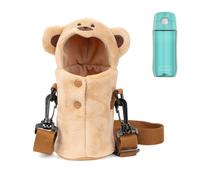 Linkidea Funda de felpa para botella de agua compatible con Thermos FUNTAINER 12 oz/16 oz, FUNTAINER Tritan 16 oz, bolsa portabotellas de agua caliente con correa ajustable (Oso)