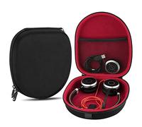 Linkidea Funda de transporte para auriculares compatible con Jabra Evolve 65, Plantronics, Mpow, bolsa de viaje rígida protectora con cable, almacenamiento de cargador (negro)