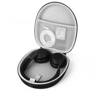 Linkidea Funda de transporte para auriculares compatible con Jabra, Skullcandy, Mpow, Shure, Sennheiser, funda protectora rígida de viaje con cable, almacenamiento de cargador (negro)
