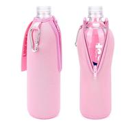 Linkidea - Funda desechable para botella de agua (1 unidad), compatible con Smartwater de 16.9/20 onzas líquidas y Evian de 16.9 onzas líquidas. Funda de neopreno aislante con cierre de cremallera