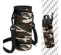 Linkidea funda para botella con gancho, compatible con YETI Rambler 18oz, Hydro Flask 18/20oz Wide Mouth, bolsa de neopreno con correa para exterior, camuflaje