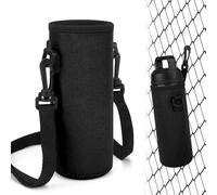 Linkidea funda para botella con valla y gancho, compatible con YETI Rambler 18 oz, Hydro Flask boca ancha 18/20 oz, bolsa de neopreno para el hombro, negro