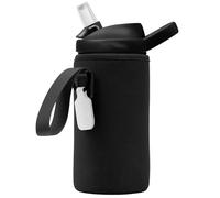 Linkidea Funda para Botella de Agua Compatible con CamelBak Eddy+ Tritan de 14 onzas, Acero de 12 onzas, Bolsa de Soporte para Botella de Agua con Etiqueta de Nombre, Color Negro