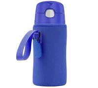 Linkidea Funda para botella de agua compatible con Thermos FUNTAINER Tritan de 16 onzas, acero de 12 onzas, bolsa de soporte para botellas para niños con etiqueta distintiva, azul marino