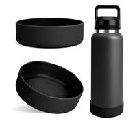 Linkidea Funda Protectora Compatible con Botella Yeti Rambler de 36 oz, Funda de Silicona Antideslizante para Botella, Protector de Botella (Negro, Paquete de 2)