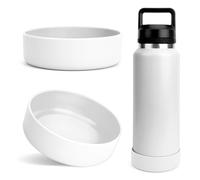 Linkidea Funda protectora compatible con botella Yeti Rambler de 36 oz, funda de silicona antideslizante para la parte inferior de la botella, protector de botella (blanco/paquete de 2)