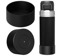 Linkidea Funda protectora de silicona para botella de agua compatible con Stanley Quick Flip GO de 36 onzas, protector de silicona para botella de agua (negro, paquete de 2)