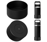 Linkidea - Funda protectora para botella de agua (2 unidades), compatible con YETI Rambler Jr. Kids de 12 oz, Rambler de 12 oz/18 oz, funda protectora de silicona antideslizante (Negro)