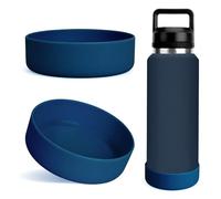 Linkidea Funda Protectora para Botella de Agua Compatible con Yeti Rambler de 36 oz. Funda Protectora de Silicona Antideslizante para Botella de Agua, Protector de Botella (Azul Marino, Paquete de 2)