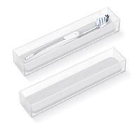 Linkidea - Juego de 2 portacepillos de Dientes acrílicos con Piedra de Secado rápido, Organizador de cajón de baño con Orificio de Drenaje, Compatible con Colgate Extra Clean y CrossAction