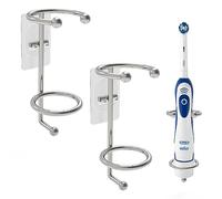 Linkidea - Juego de 2 Soportes de Pared para cepillos de Dientes eléctricos, para baño y Ducha, de Acero Inoxidable, Organizador Autoadhesivo (Plateado)