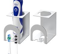 Linkidea - Juego de 2 Soportes para cepillos de Dientes eléctricos de Pared, de Acero Inoxidable, 3 en 1, para cepillos y Pasta de Dientes, Organizador Autoadhesivo para Ducha de baño