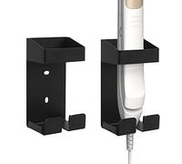 Linkidea - Juego de 2 Soportes para rizadores de Pelo montados en la Pared, Organizador de Almacenamiento para Herramientas de Peinado, Estante de Almacenamiento para Accesorios de baño (Negro)