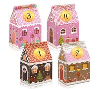 Linkidea Juego de 24 cajas de dulces de casa de jengibre de Navidad, regalos de fiesta de vacaciones, cajas de regalo de papel para la familia y embalaje de regalo festivo