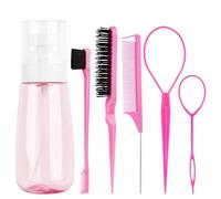 Linkidea Juego de 5 peines para peinar el cabello con 1 recipiente de botella de spray de 3.3 onzas, contiene cepillado, peinado, trenzado, peines de corte, herramientas multifunción para el cabello