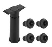 Linkidea Kit de ahorro de vino al vacío con 4 tapones reutilizables, preservador manual de bomba de aire para champán/vinos tintos (negro)