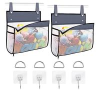 Linkidea - Organizador de baño de malla colgante (2 unidades), cesta de gran capacidad con ganchos adhesivos, organizador de pared para accesorios de baño infantiles
