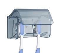 Linkidea Organizador de cepillos de Dientes con ventilación y Tapa para Pared, con 2 Ranuras, Autoadhesivo para Ducha, Caravana, baño