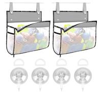 Linkidea Pack de 2 Bolsas Almacenamiento Baño de Malla para Viajes, Organizadores Portátiles con Ganchos de Ventosa, Gran Capacidad para Artículos Tocador, Accesorios de Baño, Ducha, Camping, RV, Gris