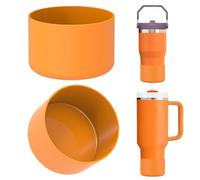 Linkidea - Pack de 2 fundas de botella compatibles con Stanley Quencher H2.0 de 20 oz, 30 oz y 40 oz, vaso IceFlow Flip de 20 oz y 30 oz, funda de silicona para la base de la botella (naranja)