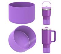 Linkidea - Pack de 2 fundas de botella compatibles con Stanley Quencher H2.0 de 20 oz, 30 oz y 40 oz, vaso IceFlow Flip de 20 oz y 30 oz, funda de silicona para la base de la botella (Morado)