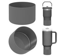 Linkidea - Pack de 2 fundas de botella compatibles con Stanley Quencher H2.0 de 20 oz, 30 oz y 40 oz, vaso IceFlow Flip de 20 oz y 30 oz, funda de silicona para la base de la botella (carbón)